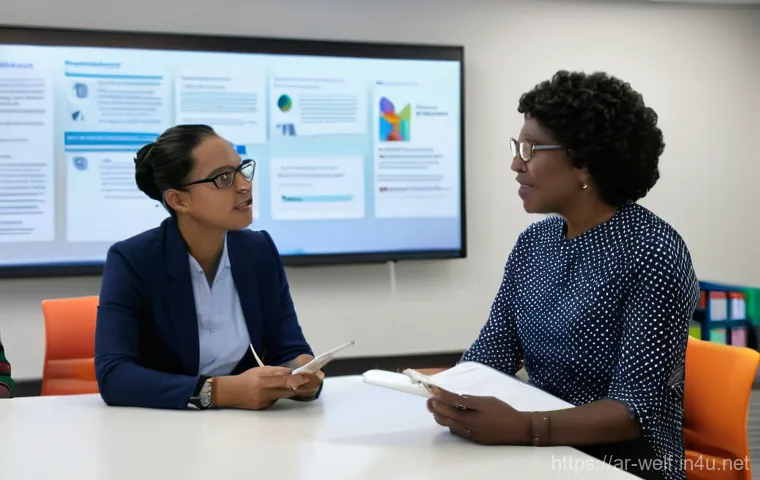 사회복지사 보수 교육 필수 항목 - **Prompt:** A diverse group of social workers, men and women of various ages, are engaged in a vibra...